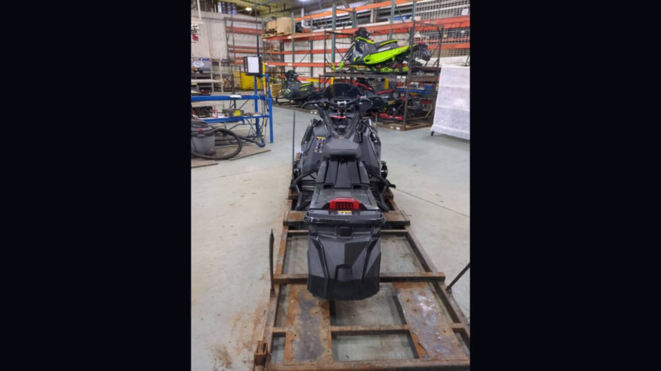 A photo of this 2025 Polaris® 650 Indy XCR 128 Storm Gray / Neon