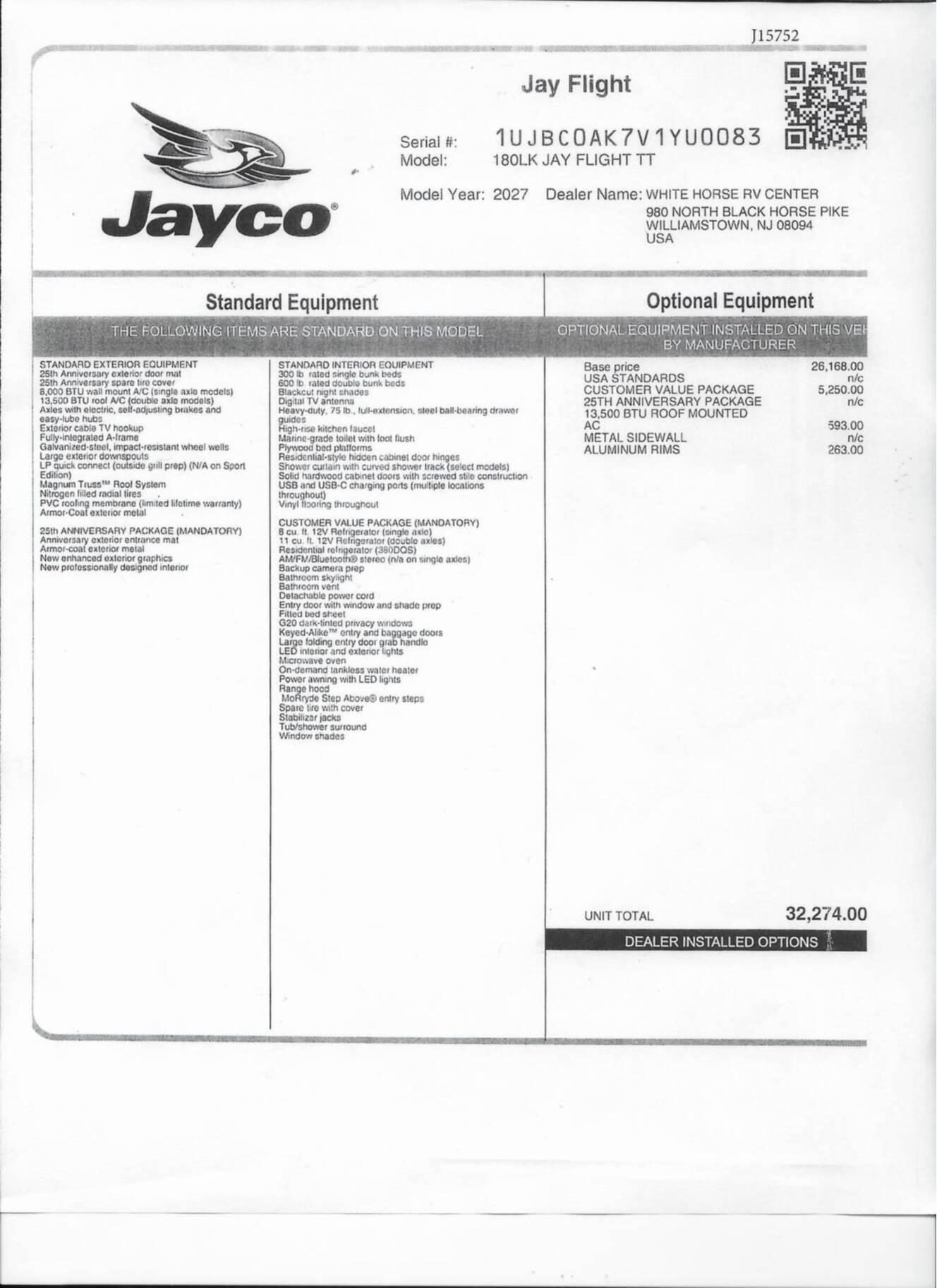 A photo of this 2027 Jayco Jay Flight SLX 180LK