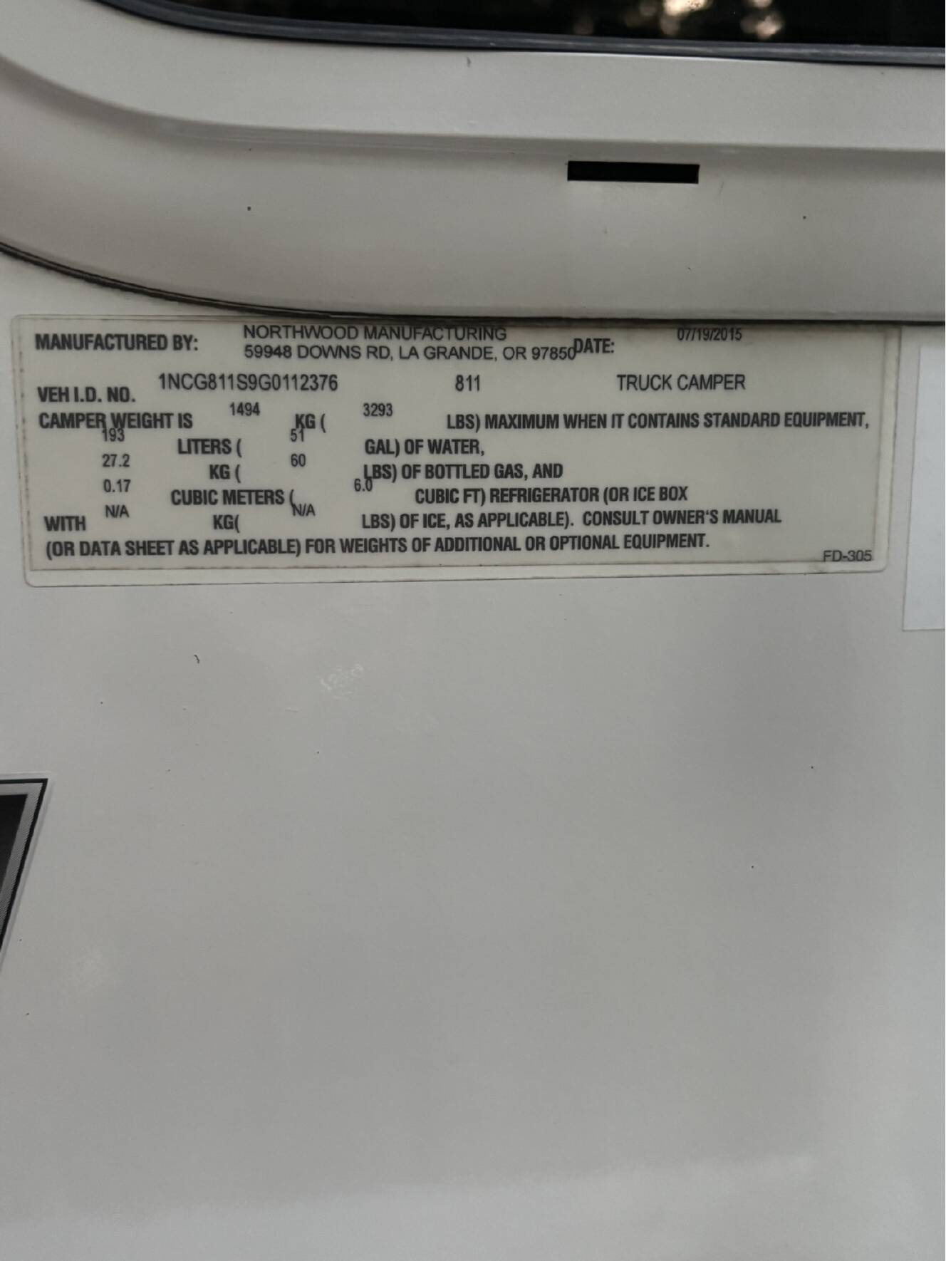 A photo of this 2016 Northwood Mfg ARCTIC FOX TRUCK CAMPER 811