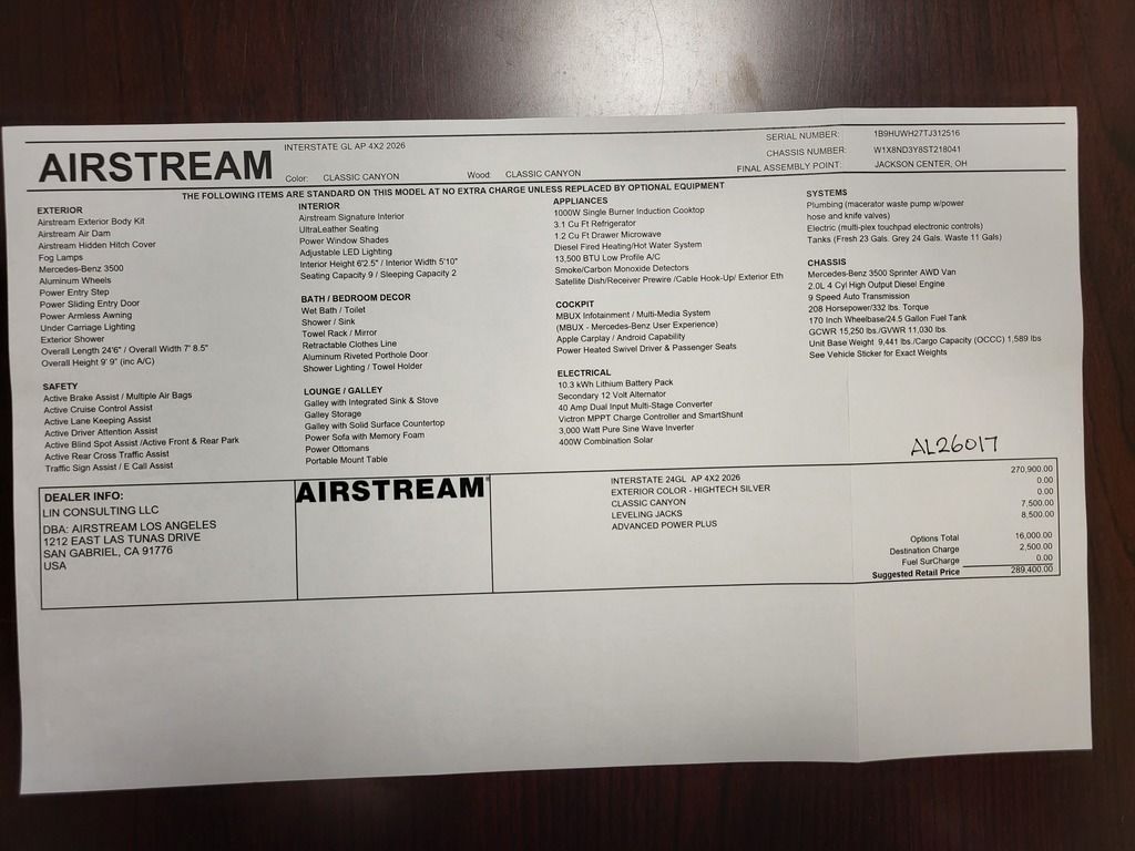 2026 Airstream Interstate 24GL Advanced Power Plus in san gabriel CA
