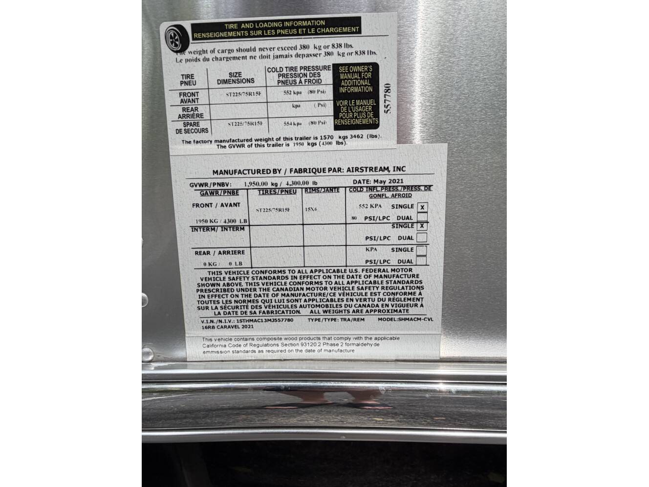 A photo of this 2021 Airstream CARAVEL 16RB