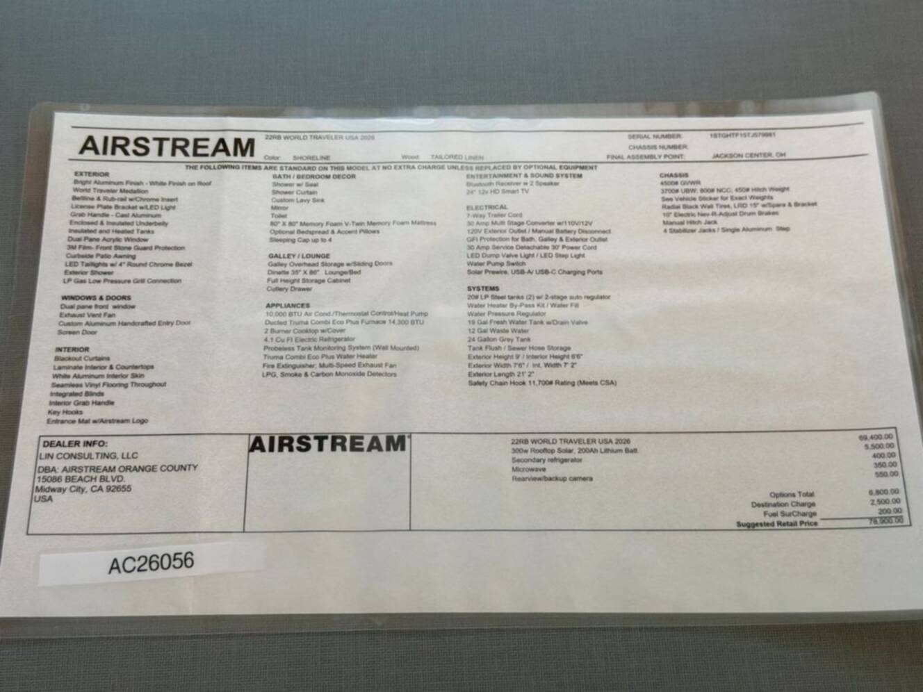 A photo of this 2026 Airstream World Traveler 22RB