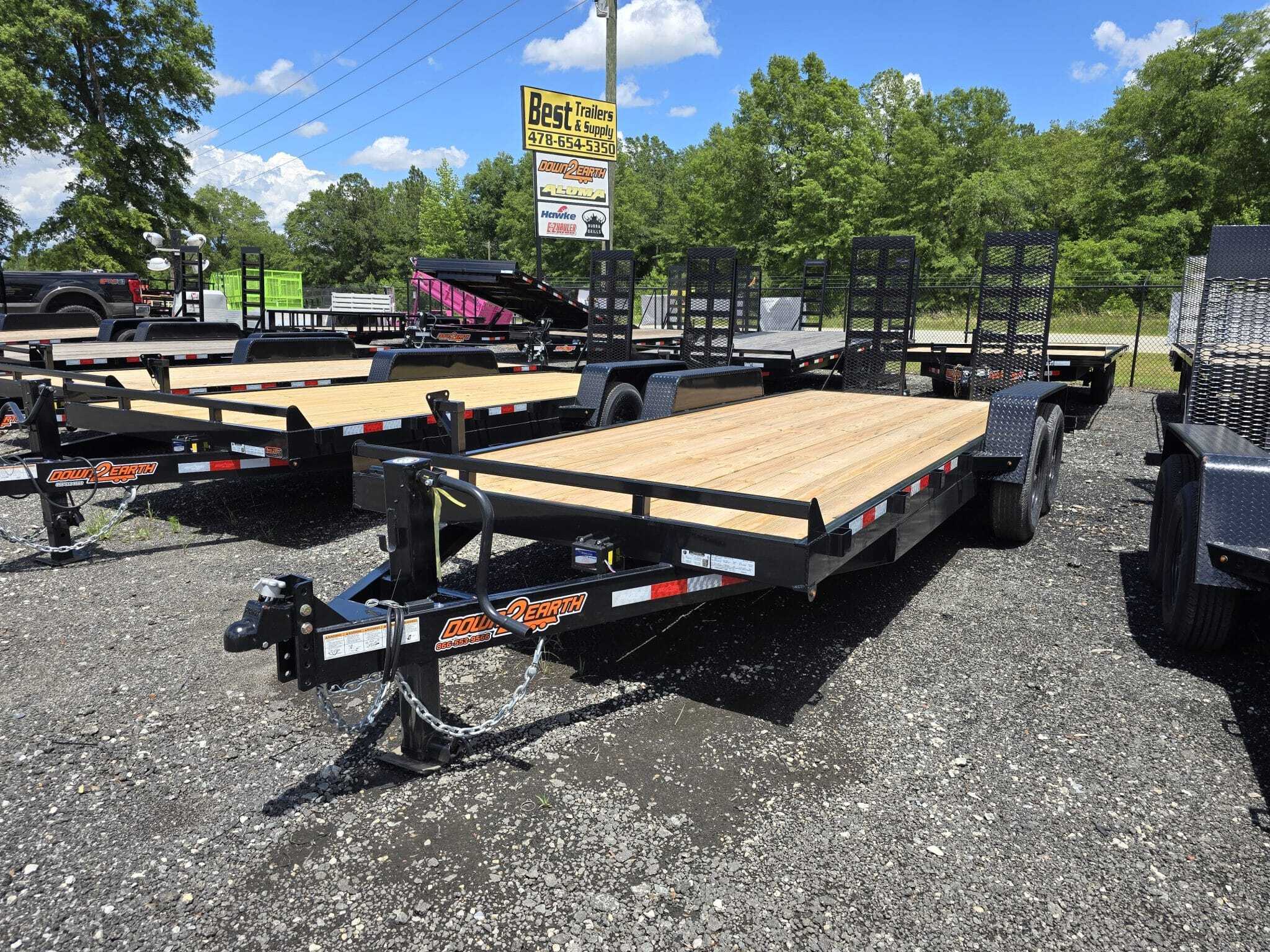 2026 Down 2 Earth Trailers 82x20 14k bobcat equipment trailer flat bed 2' dove in Byron, GA