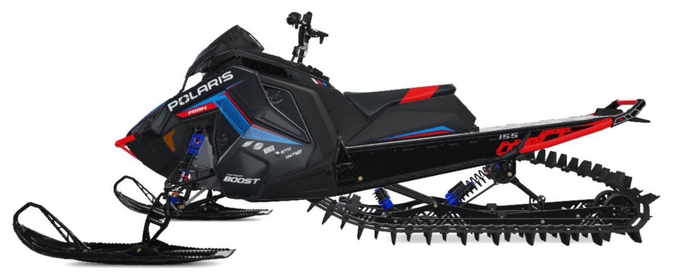 A photo of this 2027 Polaris Patriot Boost RMK Factory Edition 155 Indy Red 325 SC