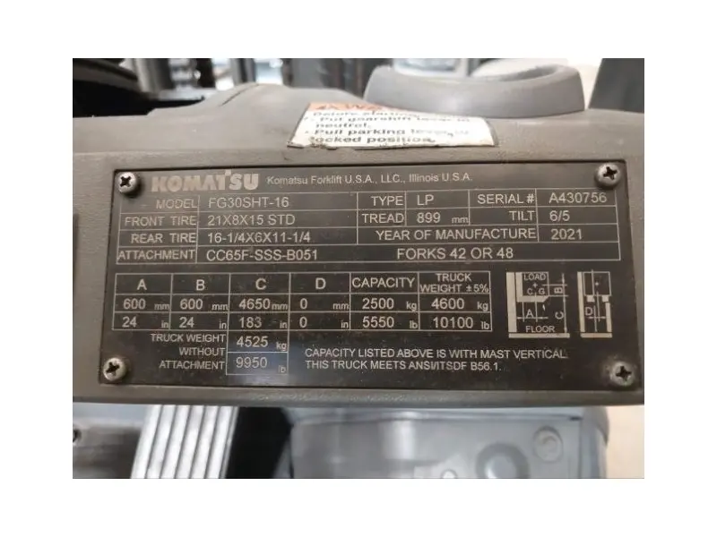 2021 Komatsu FG3OSHT-16