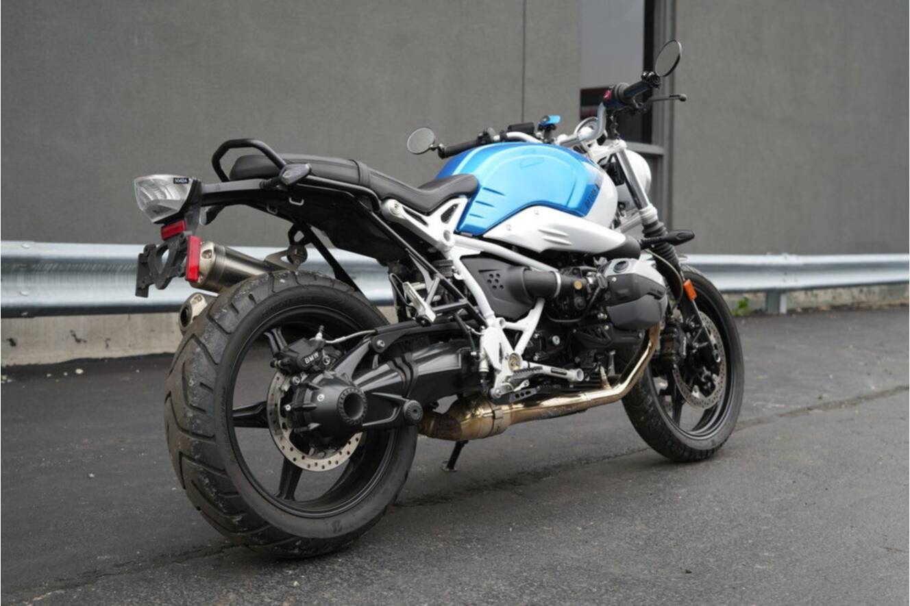 A photo of this 2021 BMW R nineT Scrambler 719 Cosmic Blue Metallic/Light White