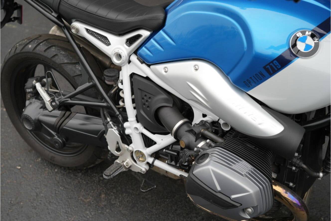 A photo of this 2021 BMW R nineT Scrambler 719 Cosmic Blue Metallic/Light White