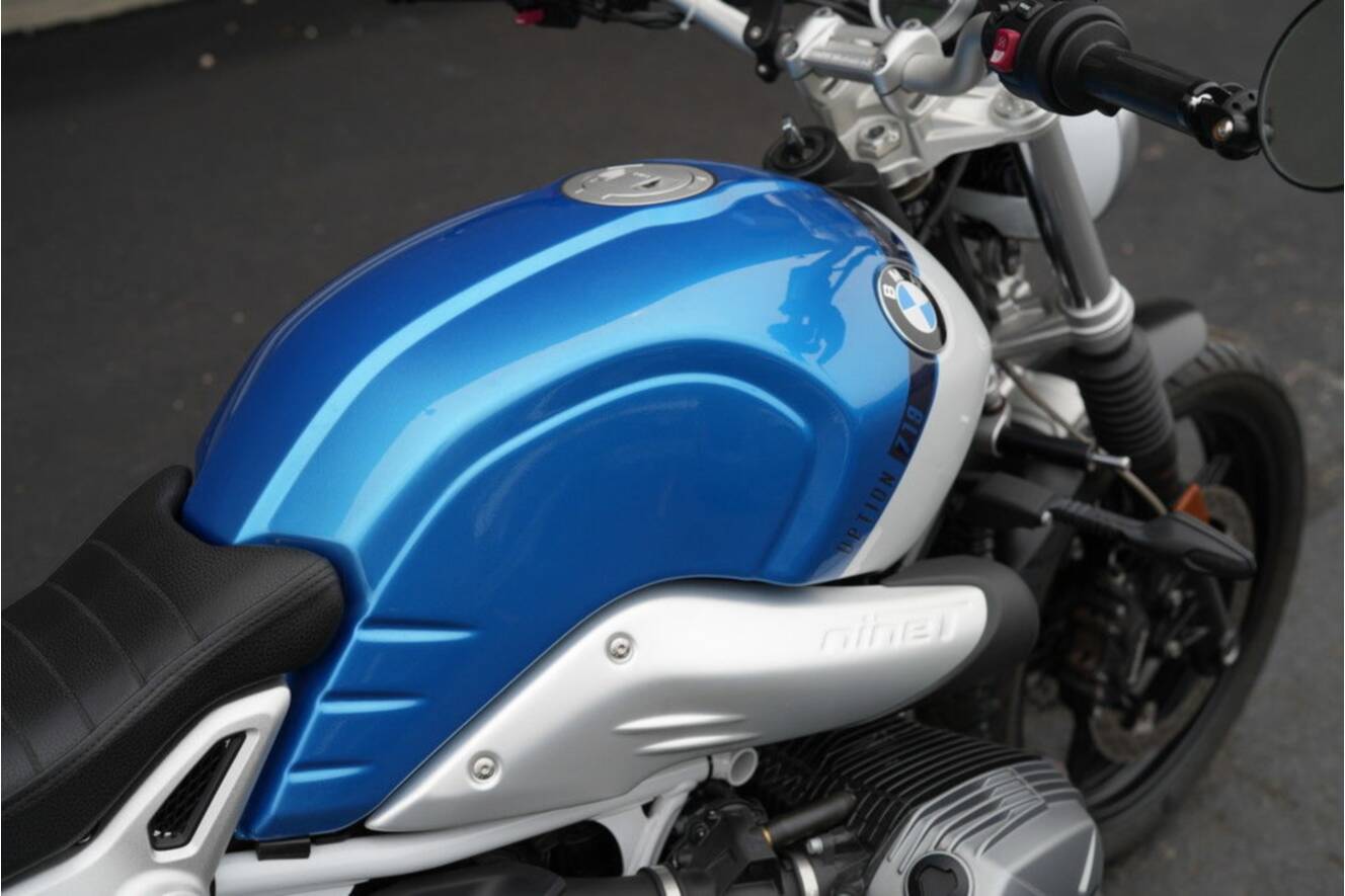 A photo of this 2021 BMW R nineT Scrambler 719 Cosmic Blue Metallic/Light White