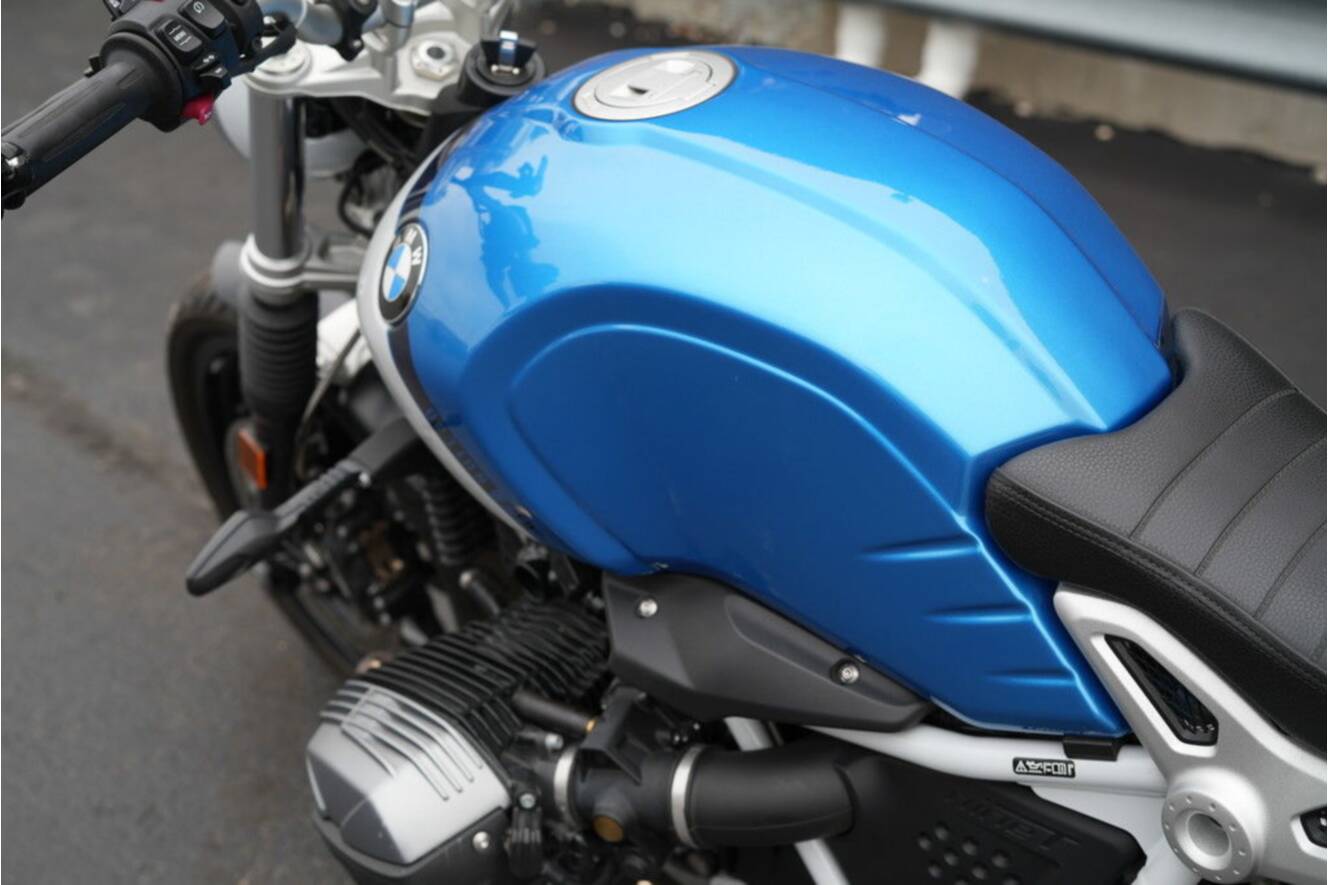A photo of this 2021 BMW R nineT Scrambler 719 Cosmic Blue Metallic/Light White