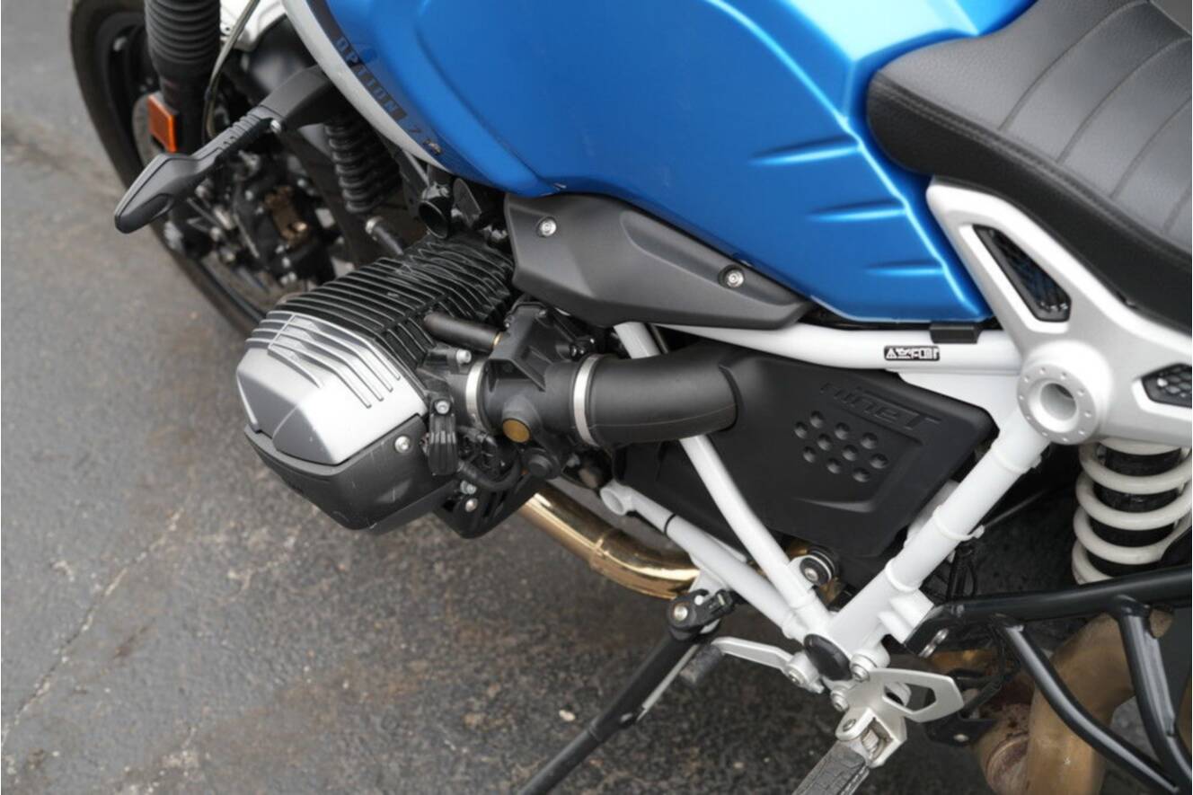 A photo of this 2021 BMW R nineT Scrambler 719 Cosmic Blue Metallic/Light White