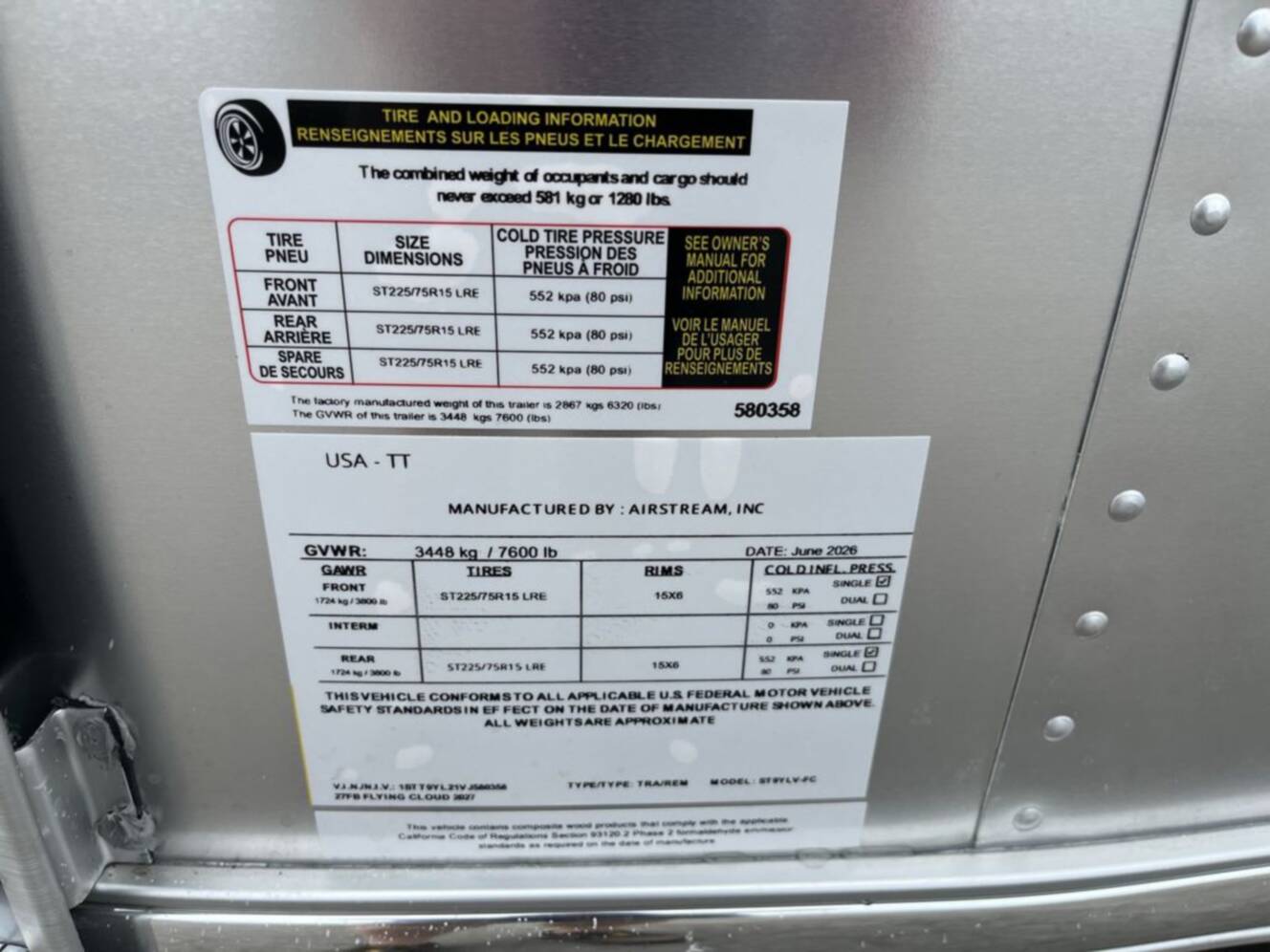 A photo of this 2027 Airstream Flying Cloud 27FB