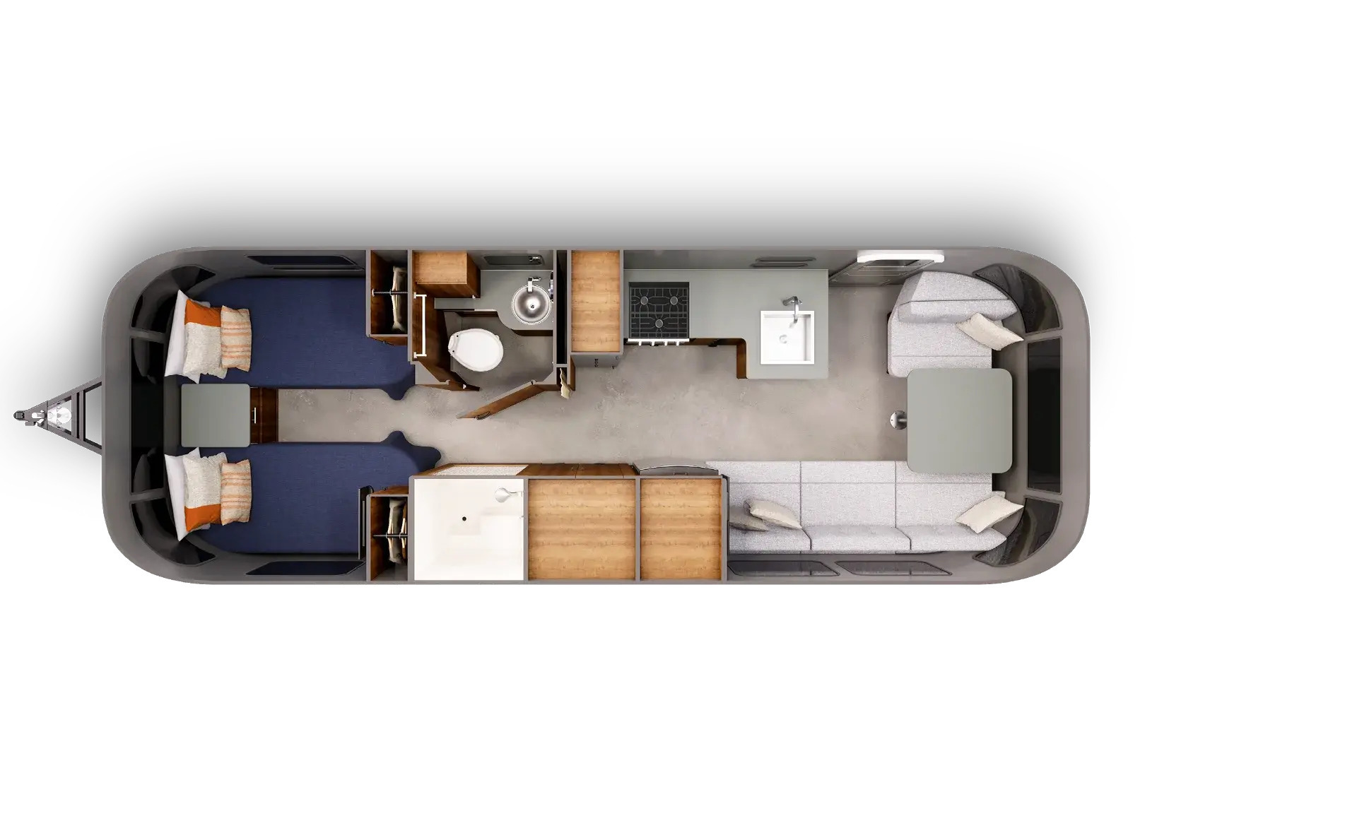 A photo of this 2027 Airstream Trade Wind 27FB Twin