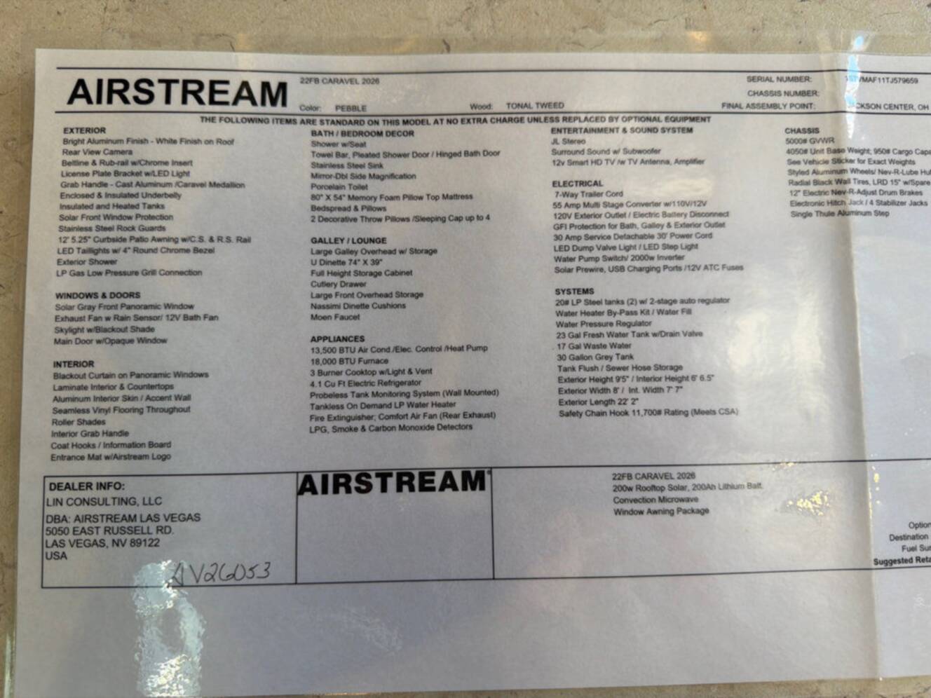 A photo of this 2026 Airstream Caravel ® 22FB