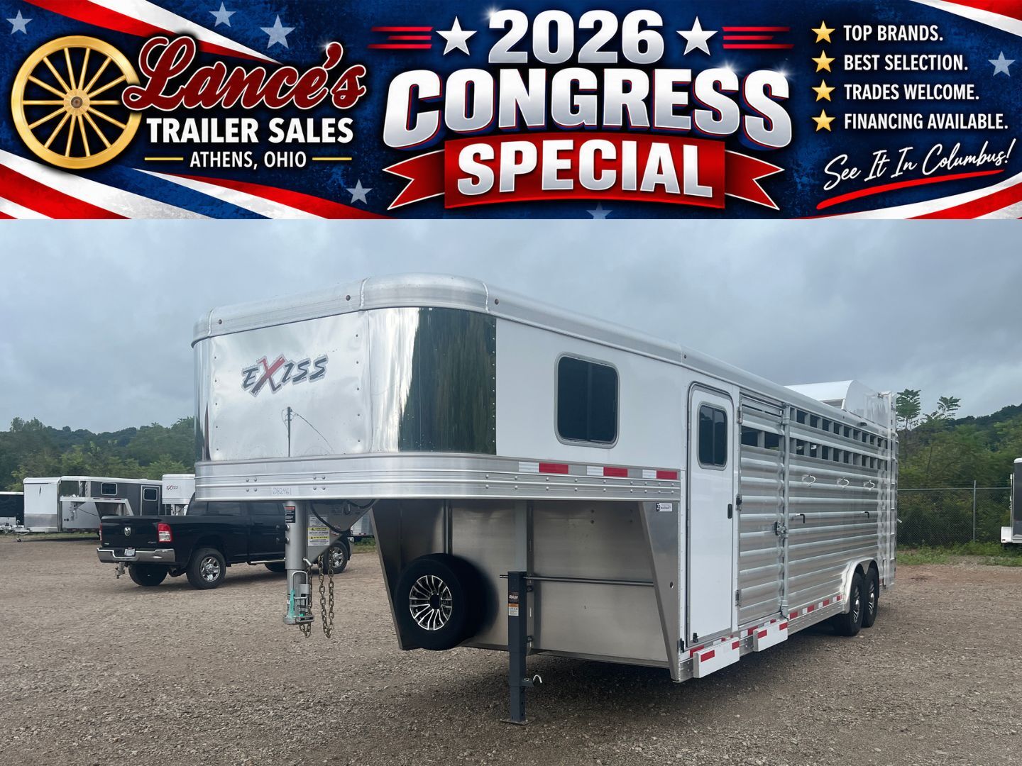 2026 Exiss 28' Livestock Combo w/Ramp Trailer in Athens, OH
