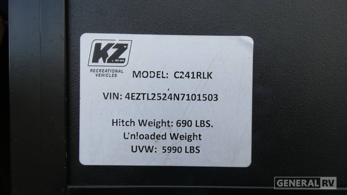 A photo of this 2022 Kz CONNECT 241RLK