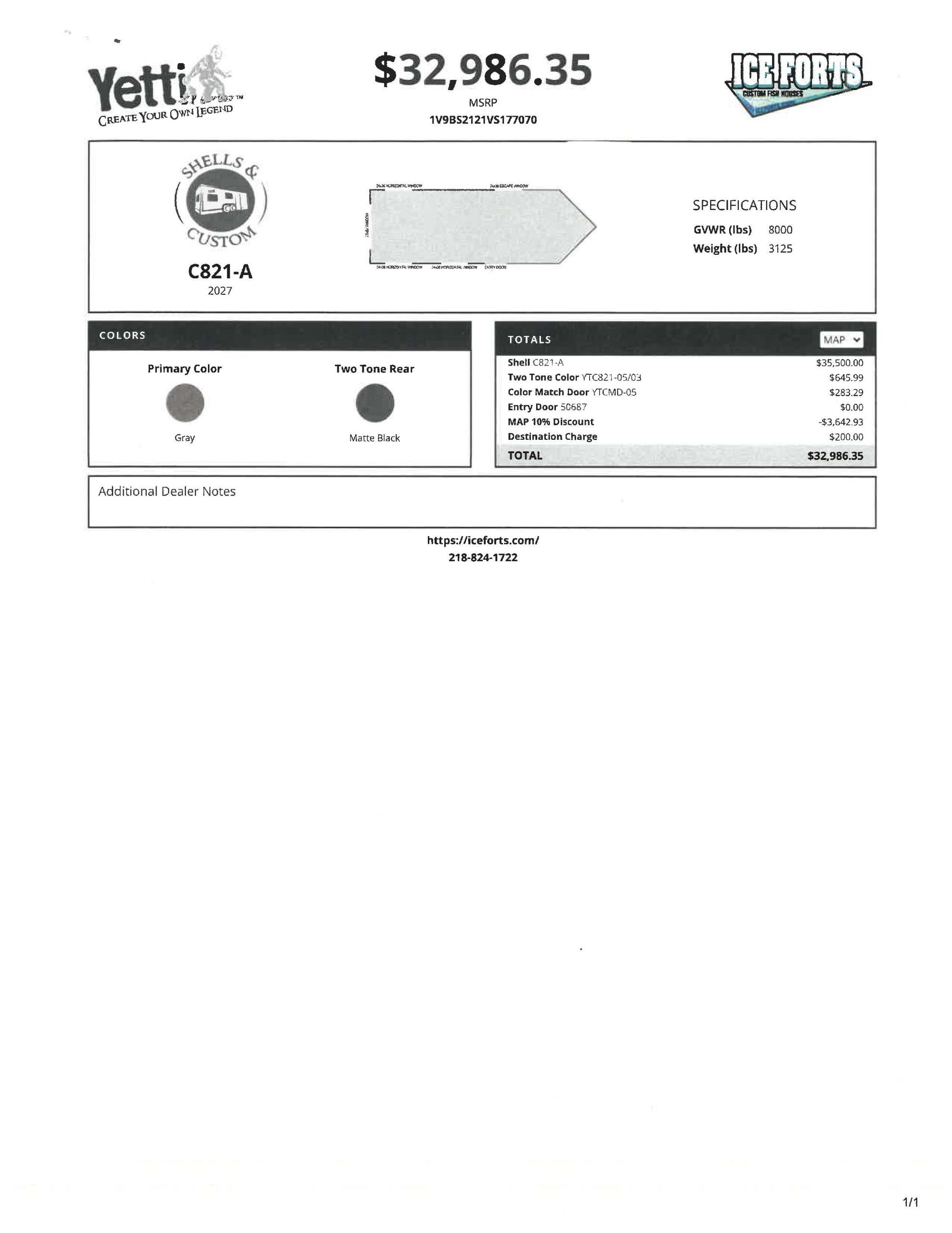 2027 Yetti C821-A in brainerd MN