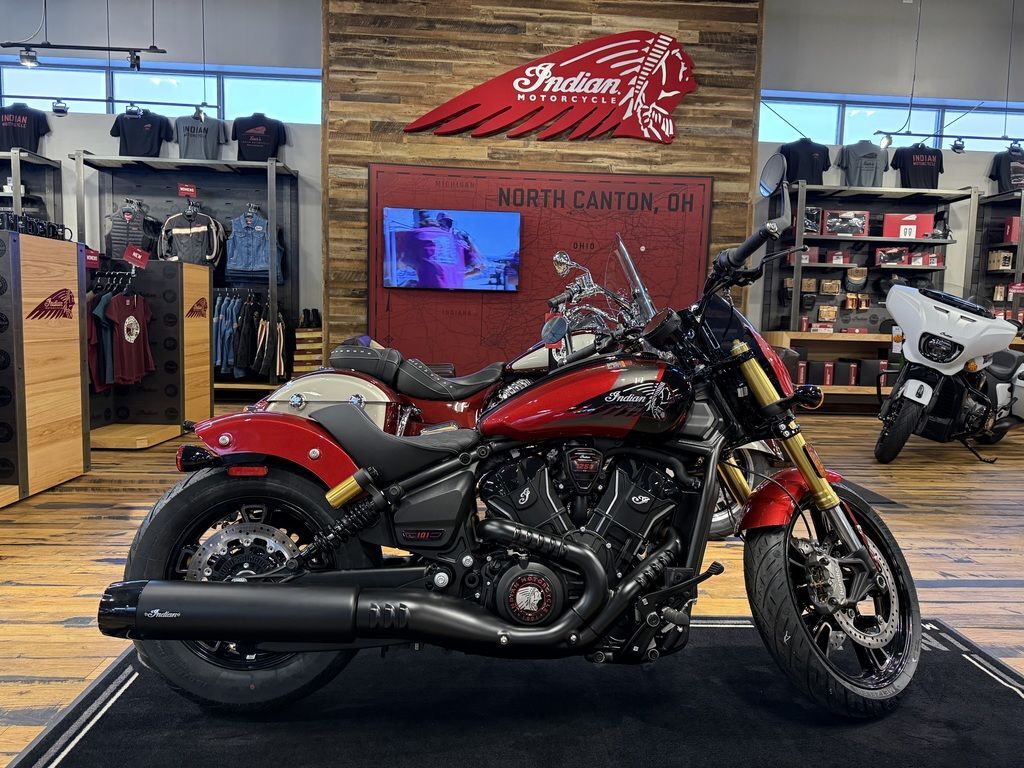2026 Indian Motorcycle® 101 Scout® Sunset Red Metallic BASE in North Canton, OH
