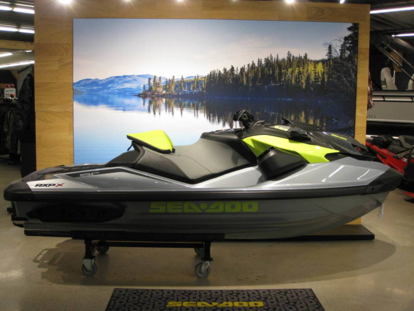 A photo of this 2025 Sea-Doo RXP-X 325 Tech, BRP Premium A, iBR Ice Metal / Manta