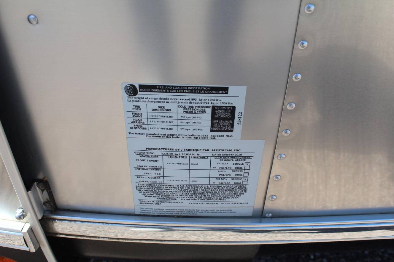 A photo of this 2017 Airstream CLASSIC 30RB