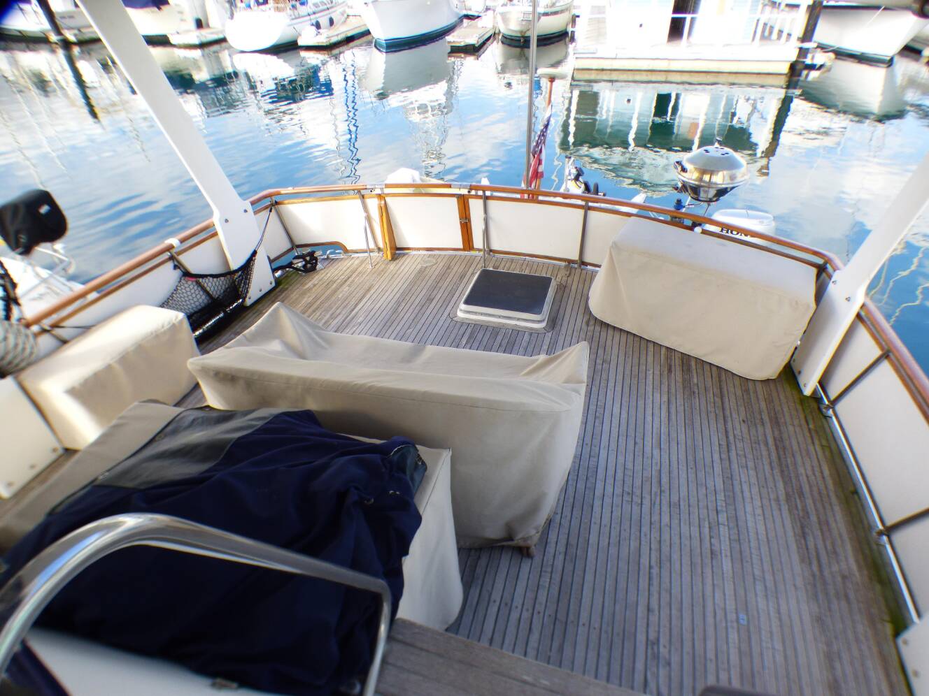 A photo of this 1984 Spindrift 39 ft. Aft Cabin Twin Diesel