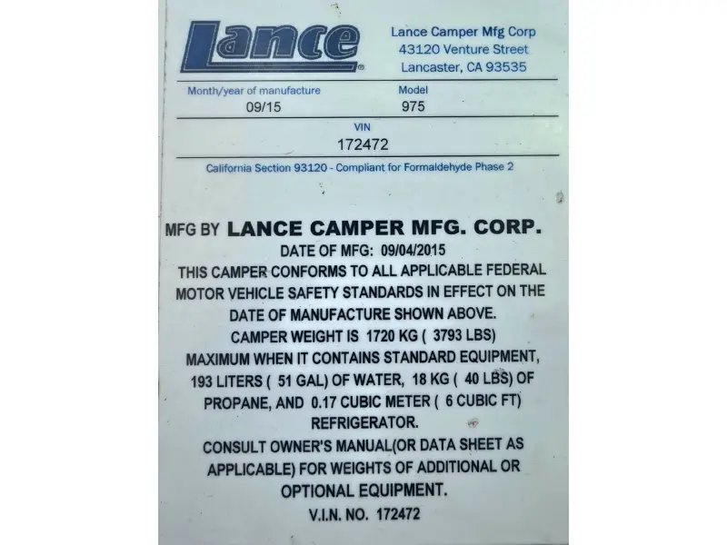 2016 Lance Lance 975