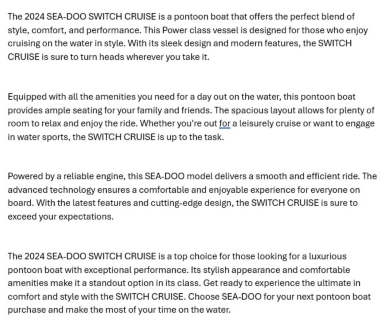 A photo of this 2024 Sea-Doo SWITCH CRUISE