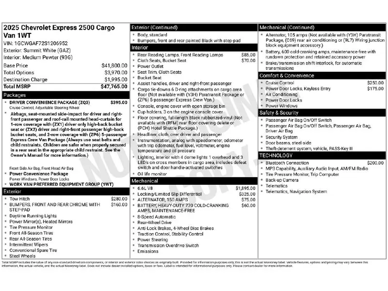 2025 CHEVROLET Express 2500