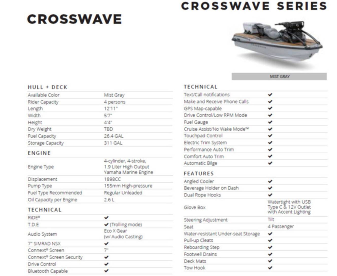 A photo of this 2026 Yamaha Marine CROSSWAVE