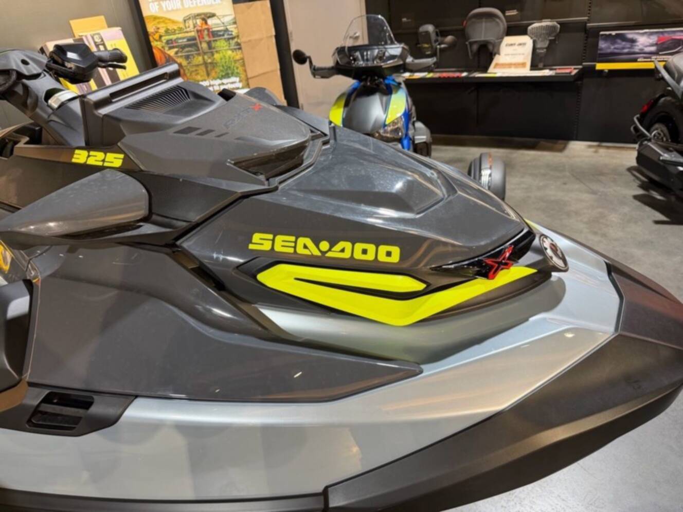A photo of this 2026 Sea-Doo RXT-X 325 Ice Metal Manta Green