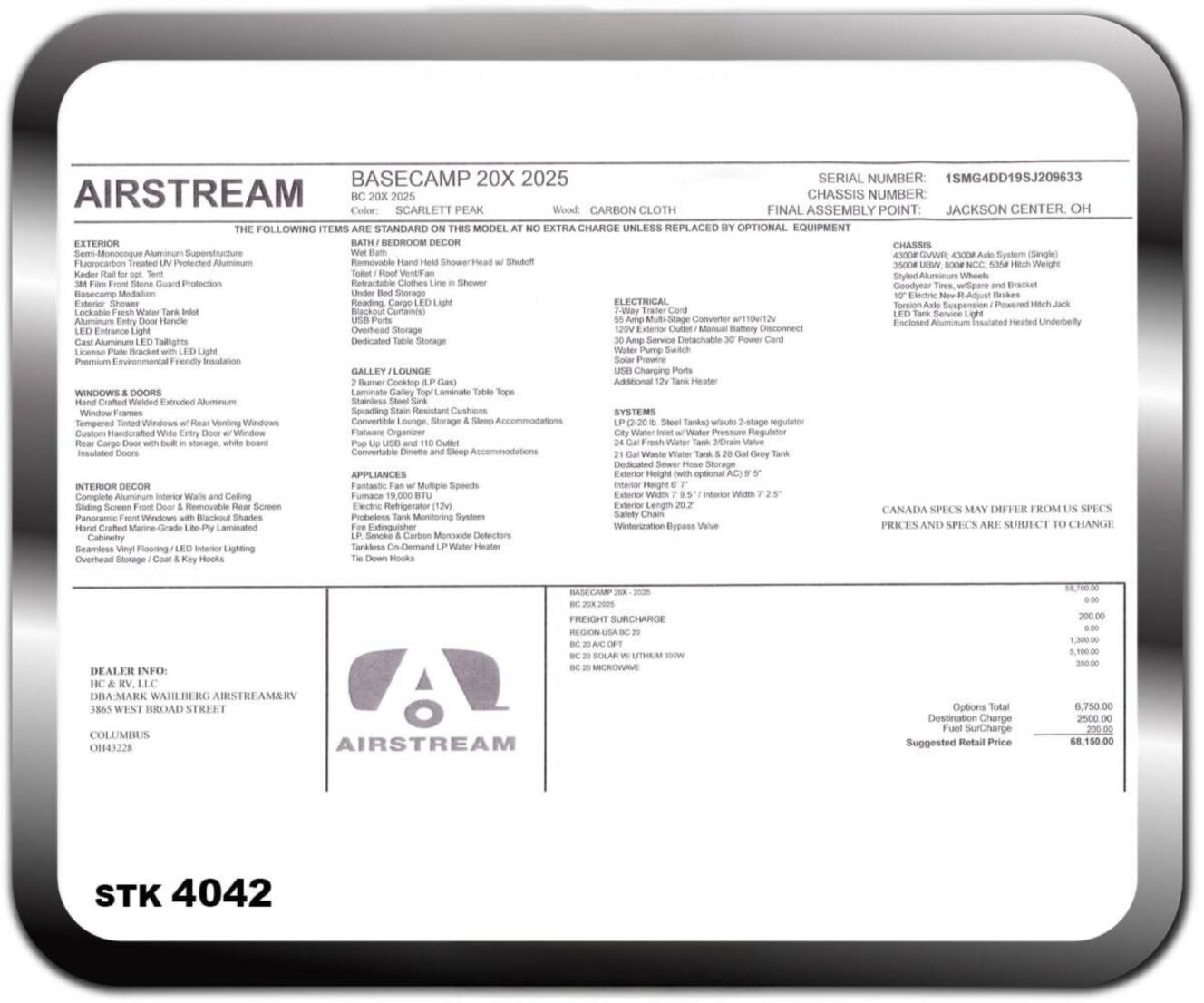 A photo of this 2025 Airstream Basecamp 20X