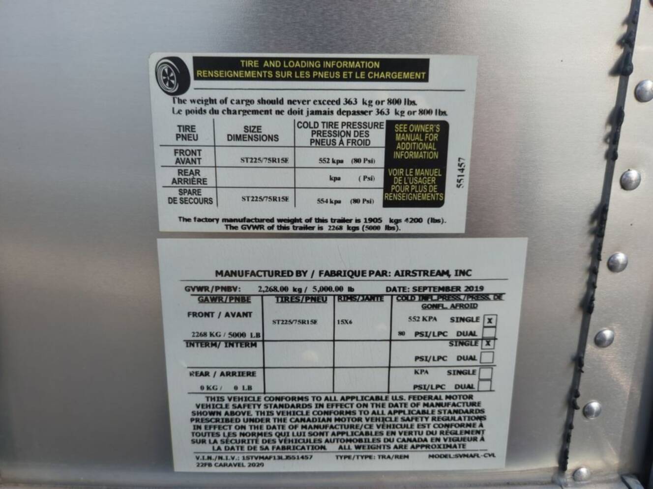 A photo of this 2020 Airstream Caravel 22FB