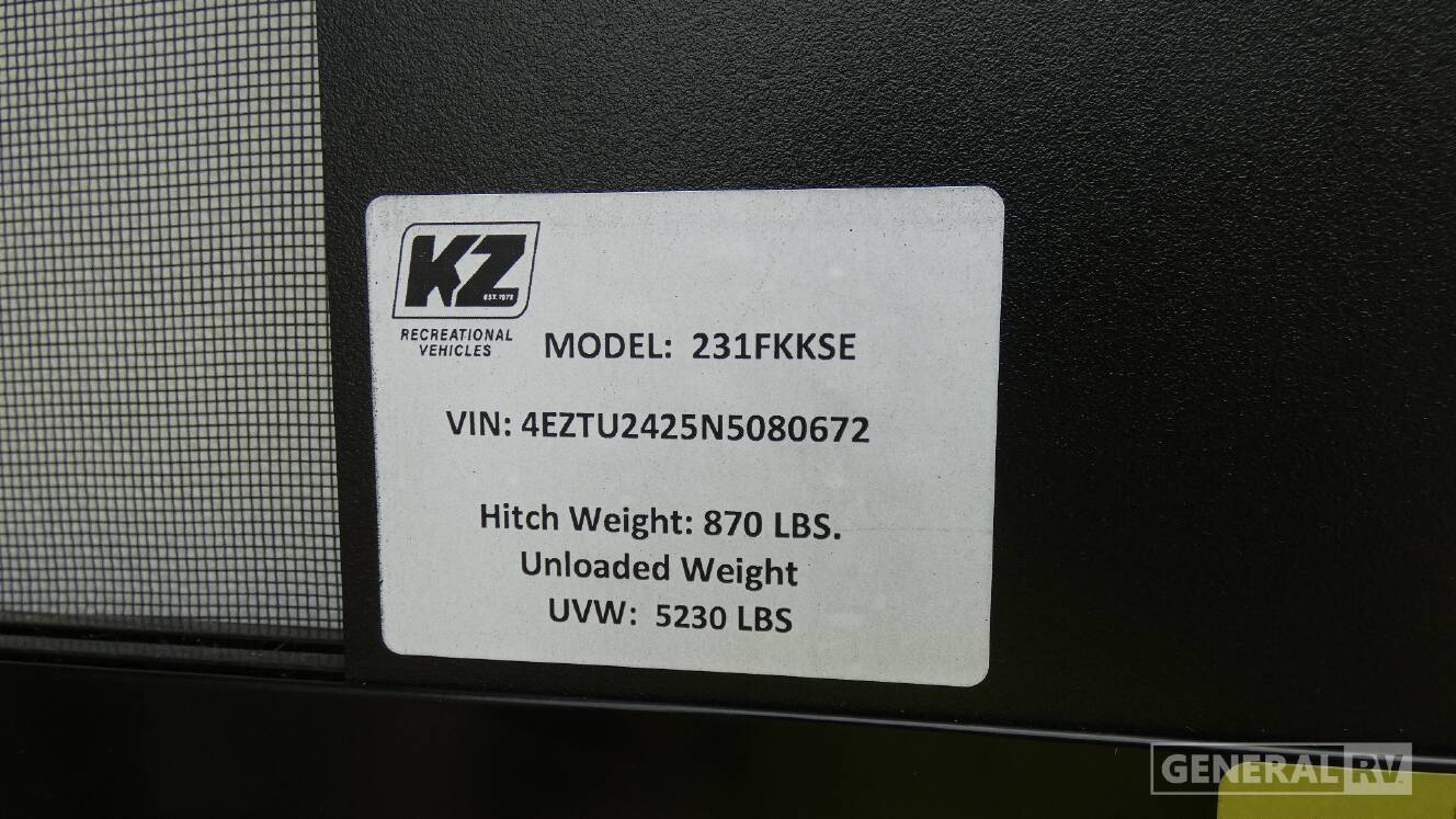 A photo of this 2022 Kz SPORTSMEN SE 231FKKSE