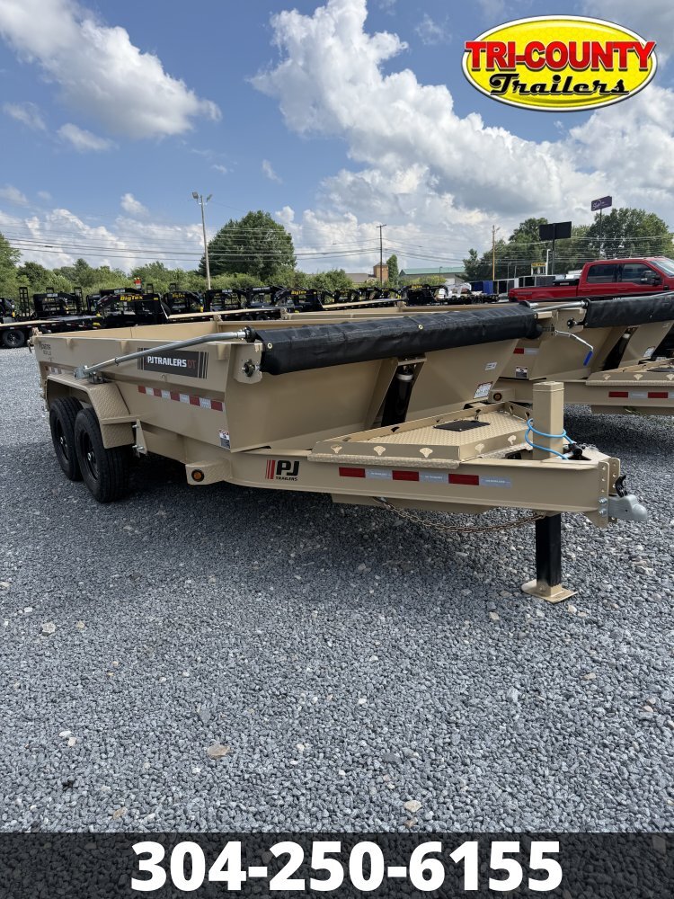 2027 PJ Trailers 7X16 15.4K LOW PRO TELE DUMP W/VOYAGER PACKAGE DESERT T in Beaver, WV
