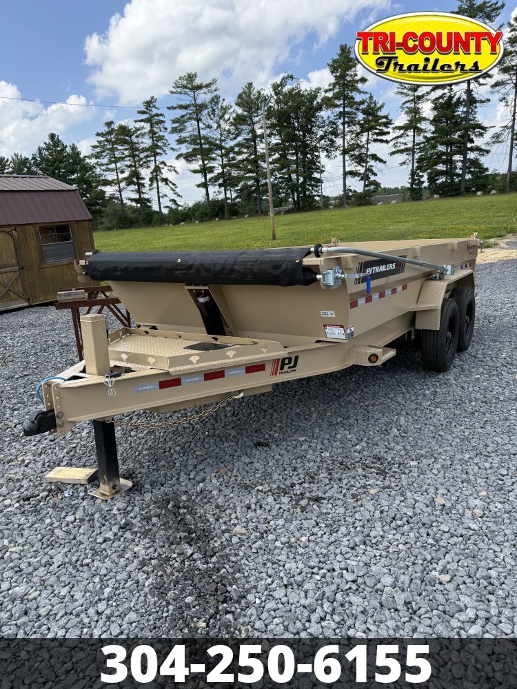2027 PJ Trailers 7X16 17.6K LOW PRO TELE DUMP W/VOYAGER PACKAGE DESERT T in Beaver, WV