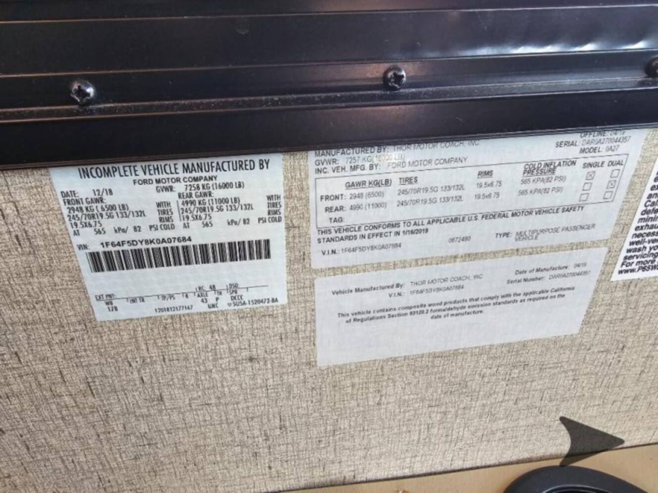 A photo of this 2020 Thor Motor Coach Freedom Traveler A27