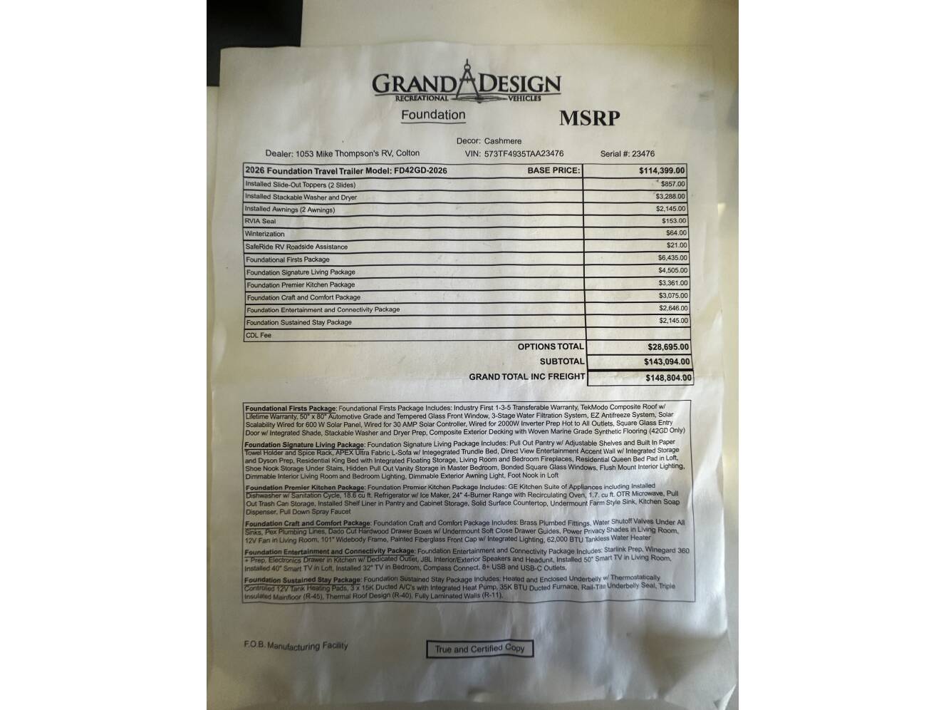 A photo of this 2026 Grand Design FOUNDATION 42GD