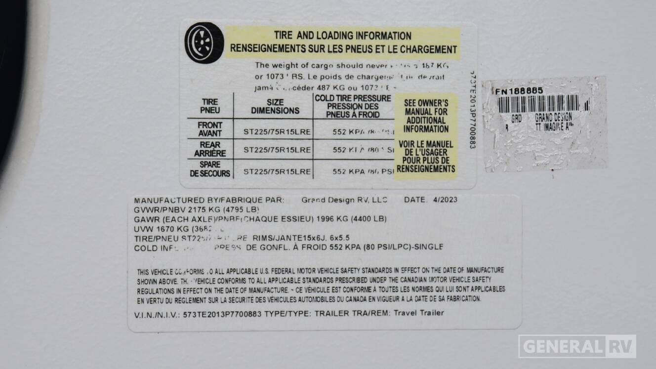 A photo of this 2023 Grand Design IMAGINE AIM 15RB