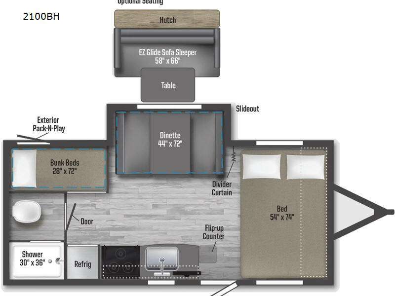 2022 Winnebago Industries Towables Micro Minnie 2100BH in jolly TX