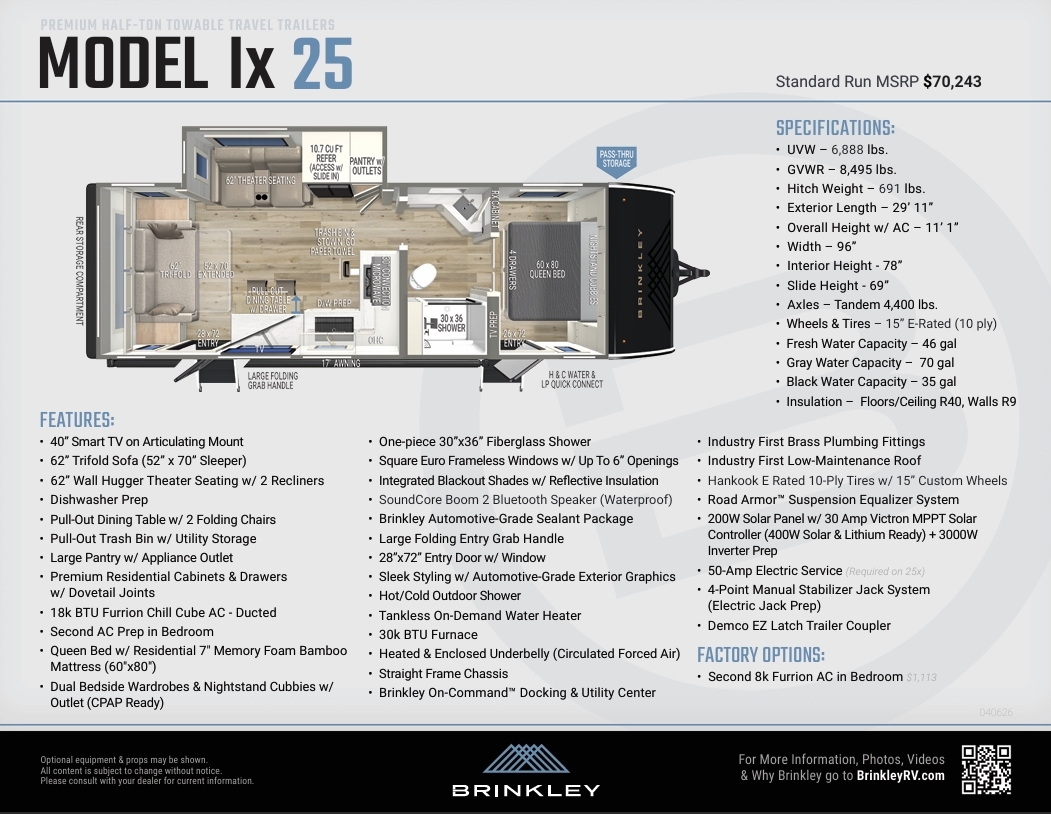 2027 Brinkley Rv MODEL Ix 25X in blue grass IA