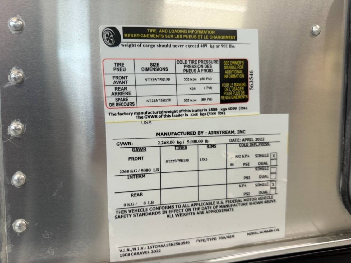 A photo of this 2022 Airstream Caravel 19CB