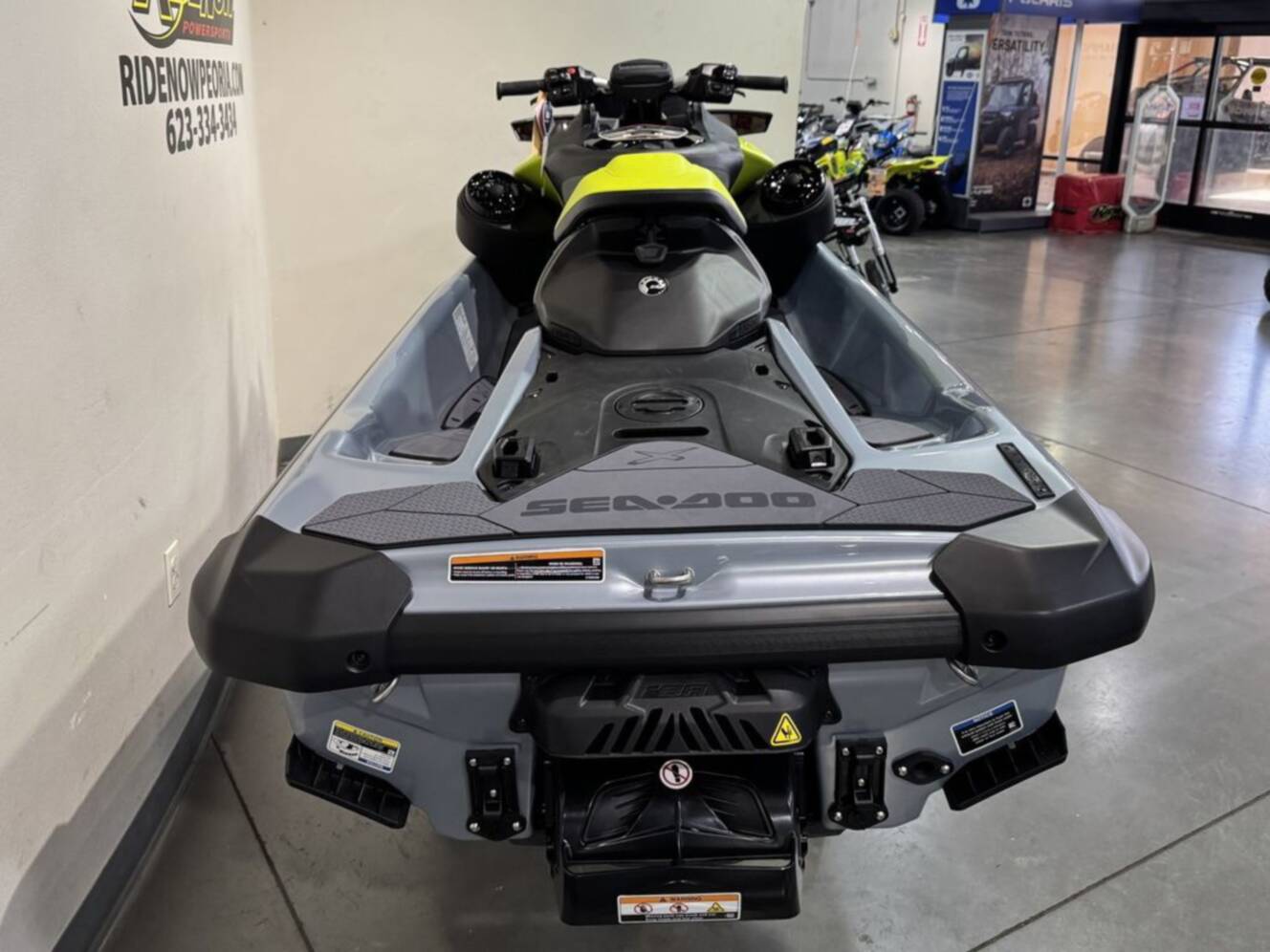 A photo of this 2026 Sea-Doo RXP-X 325 Tech, BRP Premium A, iBR Ice Metal / Manta