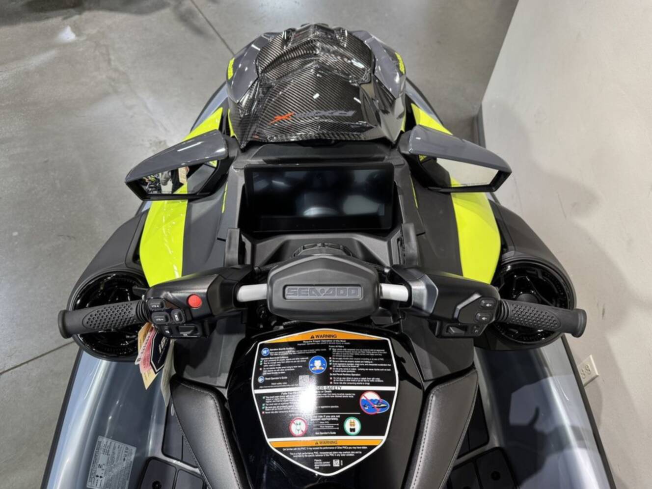 A photo of this 2026 Sea-Doo RXP-X 325 Tech, BRP Premium A, iBR Ice Metal / Manta