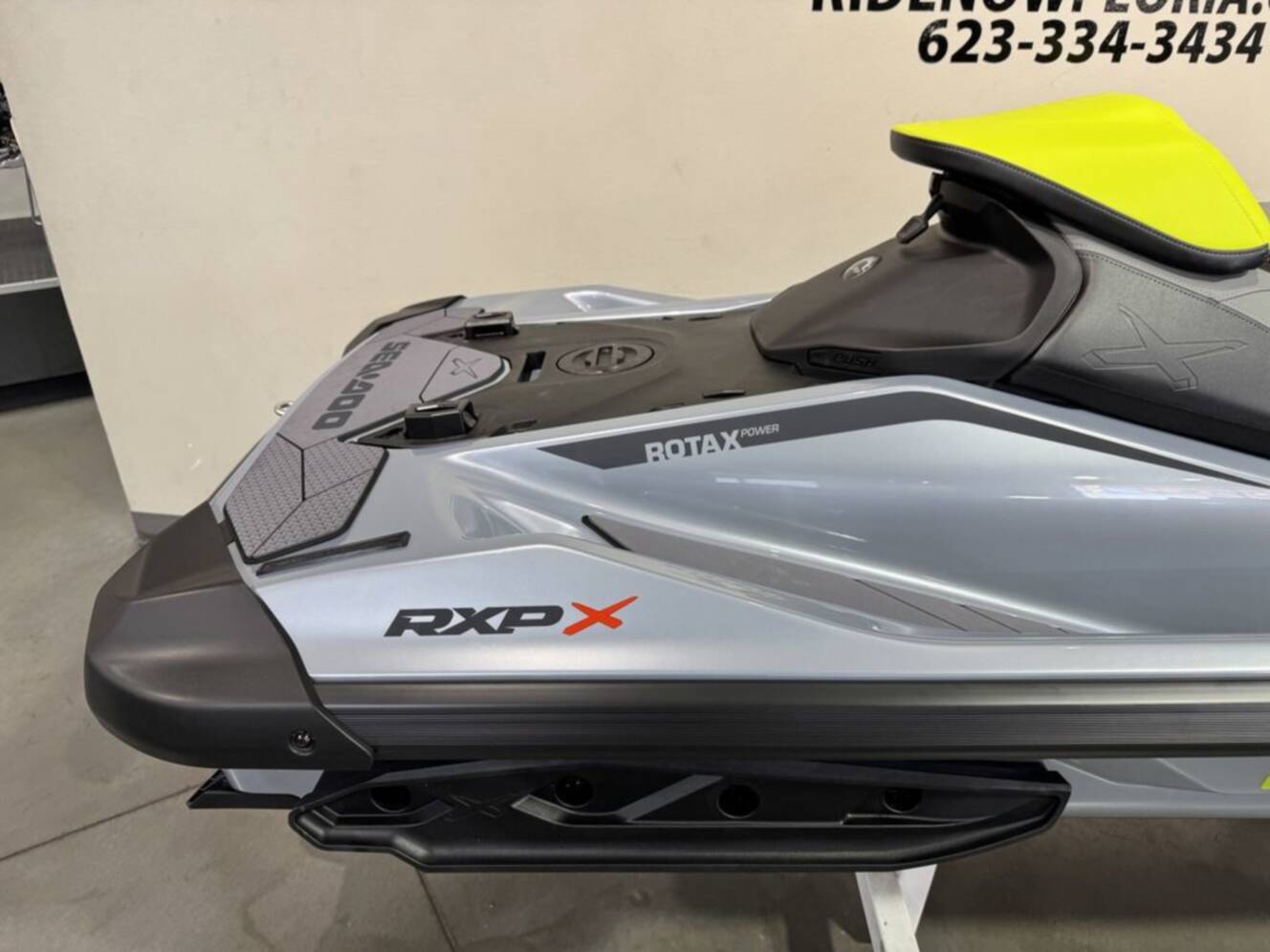 A photo of this 2026 Sea-Doo RXP-X 325 Tech, BRP Premium A, iBR Ice Metal / Manta