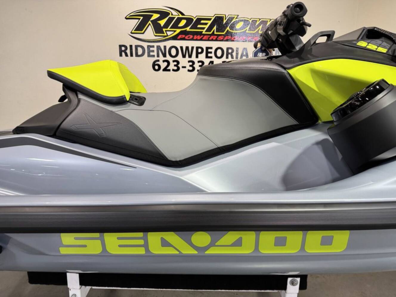A photo of this 2026 Sea-Doo RXP-X 325 Tech, BRP Premium A, iBR Ice Metal / Manta