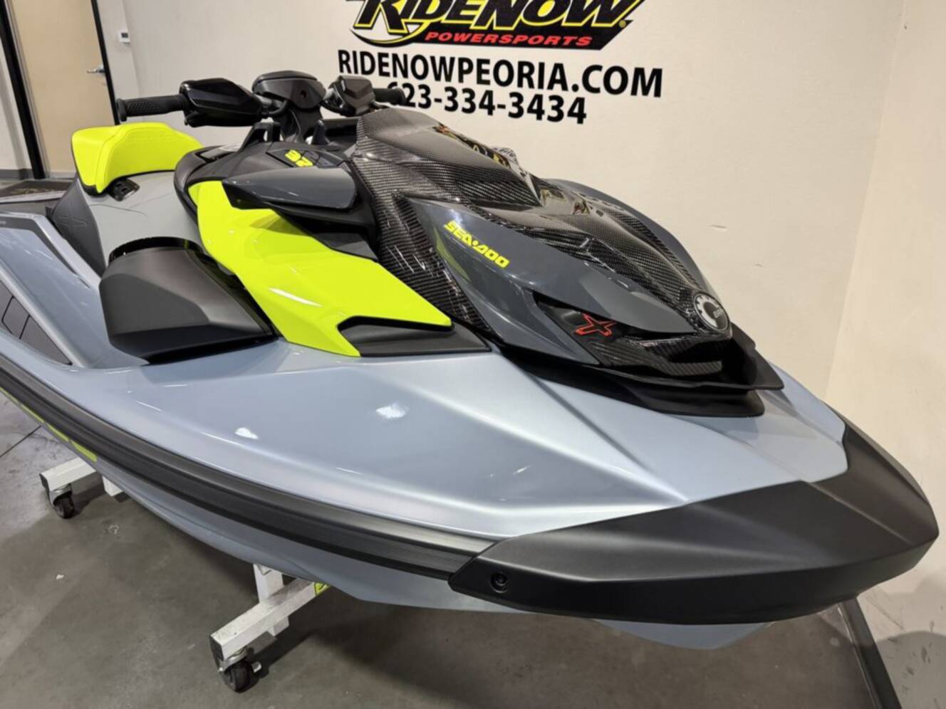 A photo of this 2026 Sea-Doo RXP-X 325 Tech, BRP Premium A, iBR Ice Metal / Manta