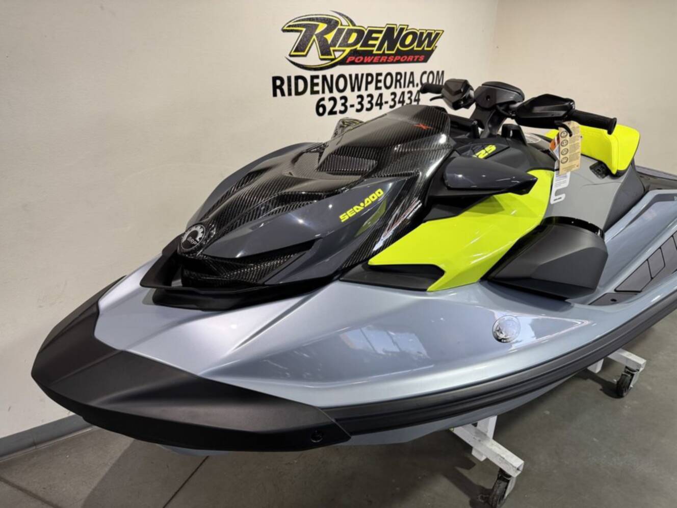 A photo of this 2026 Sea-Doo RXP-X 325 Tech, BRP Premium A, iBR Ice Metal / Manta