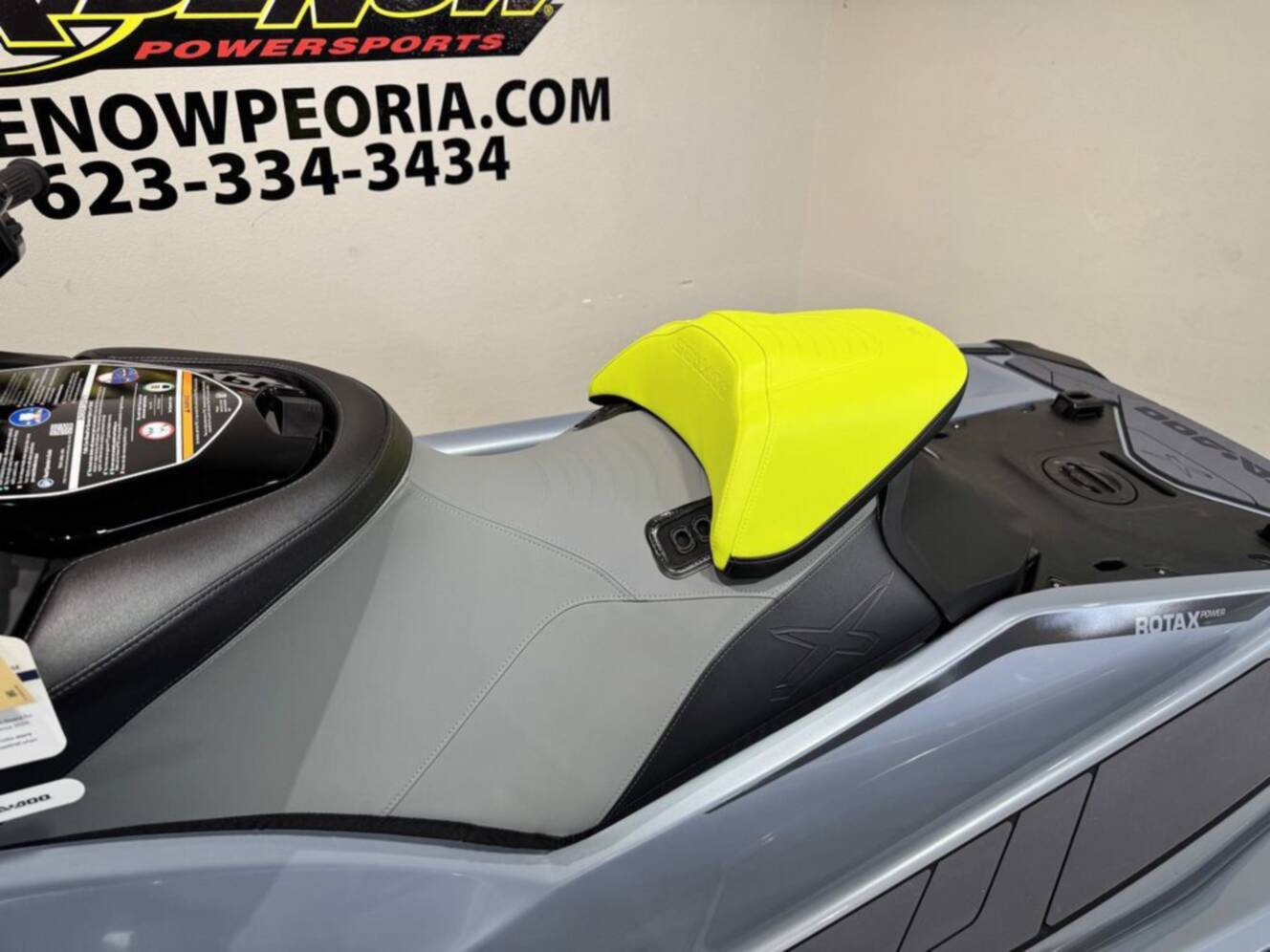 A photo of this 2026 Sea-Doo RXP-X 325 Tech, BRP Premium A, iBR Ice Metal / Manta