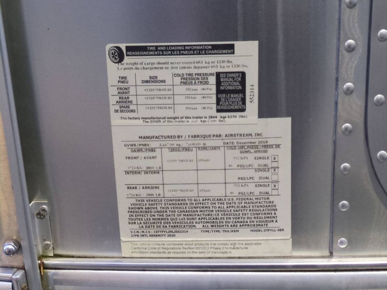 A photo of this 2020 Airstream International Serenity 27FB Twin