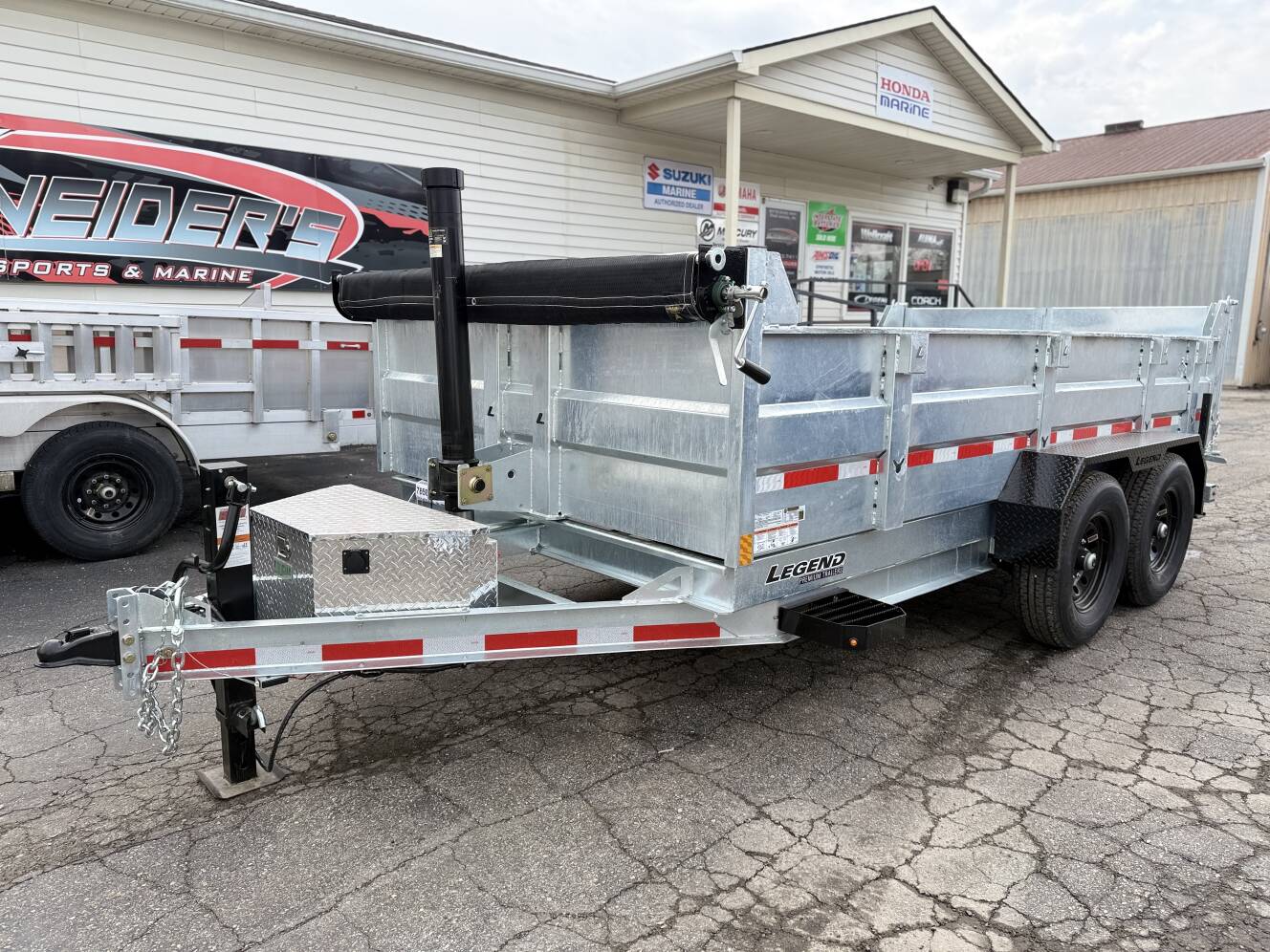 A photo of this 2026 Legend Trailers 7x14 Galvanized Tandem Axle Dump Trailer