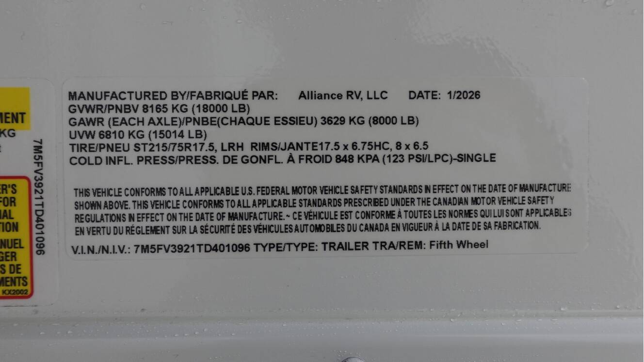 A photo of this 2026 Alliance Rv VALOR 36V11